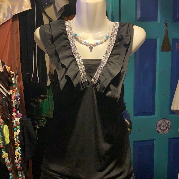 Black Rhinestone Embellished Tank - Picture 2 of 6